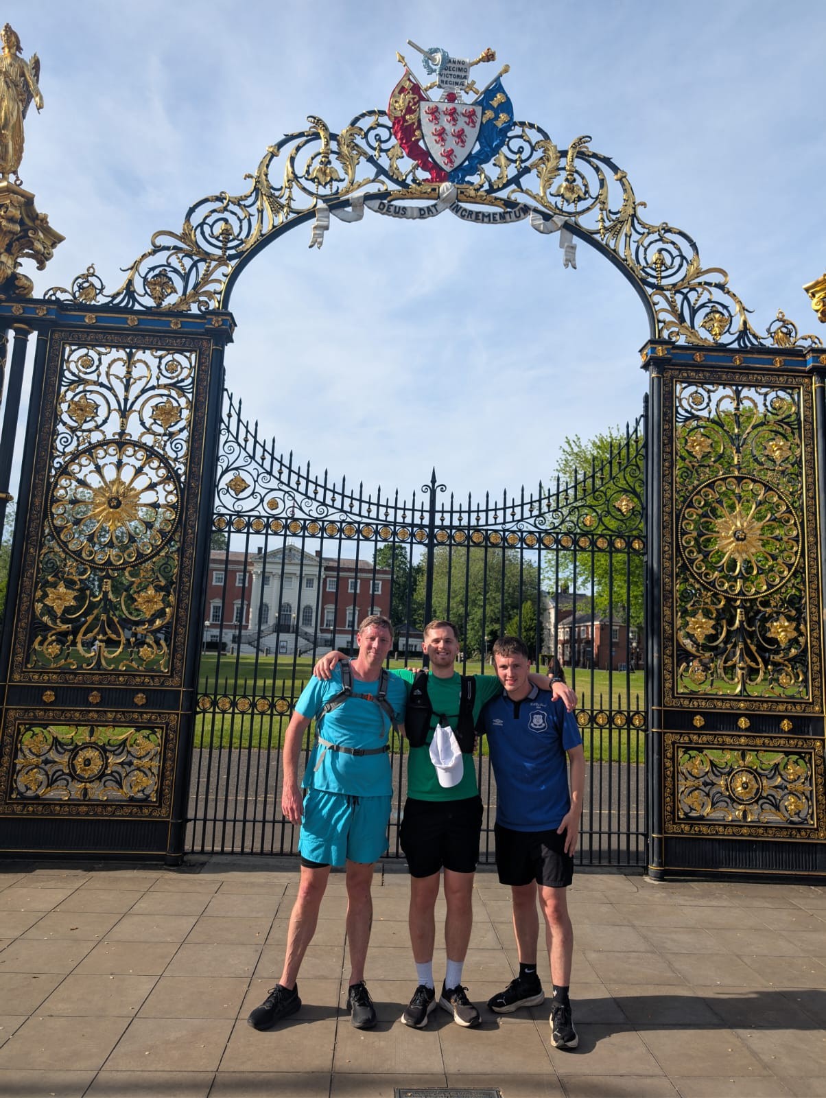 Tom Dore with friends on his marathon challenge