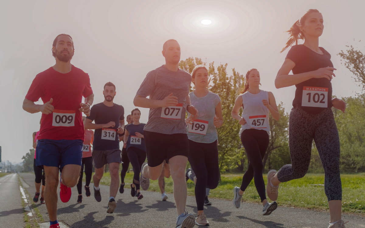 Group of people running.