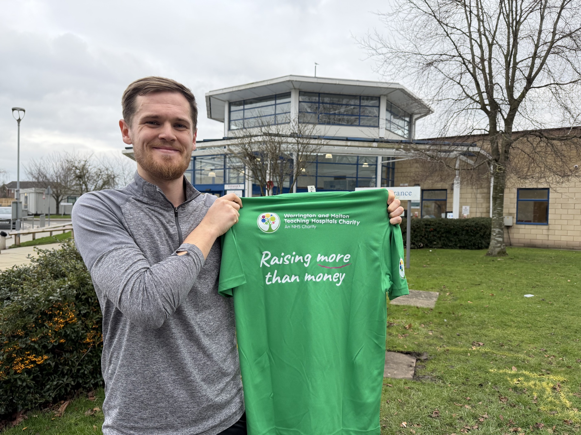 Tom Dore with charity T-shirt.