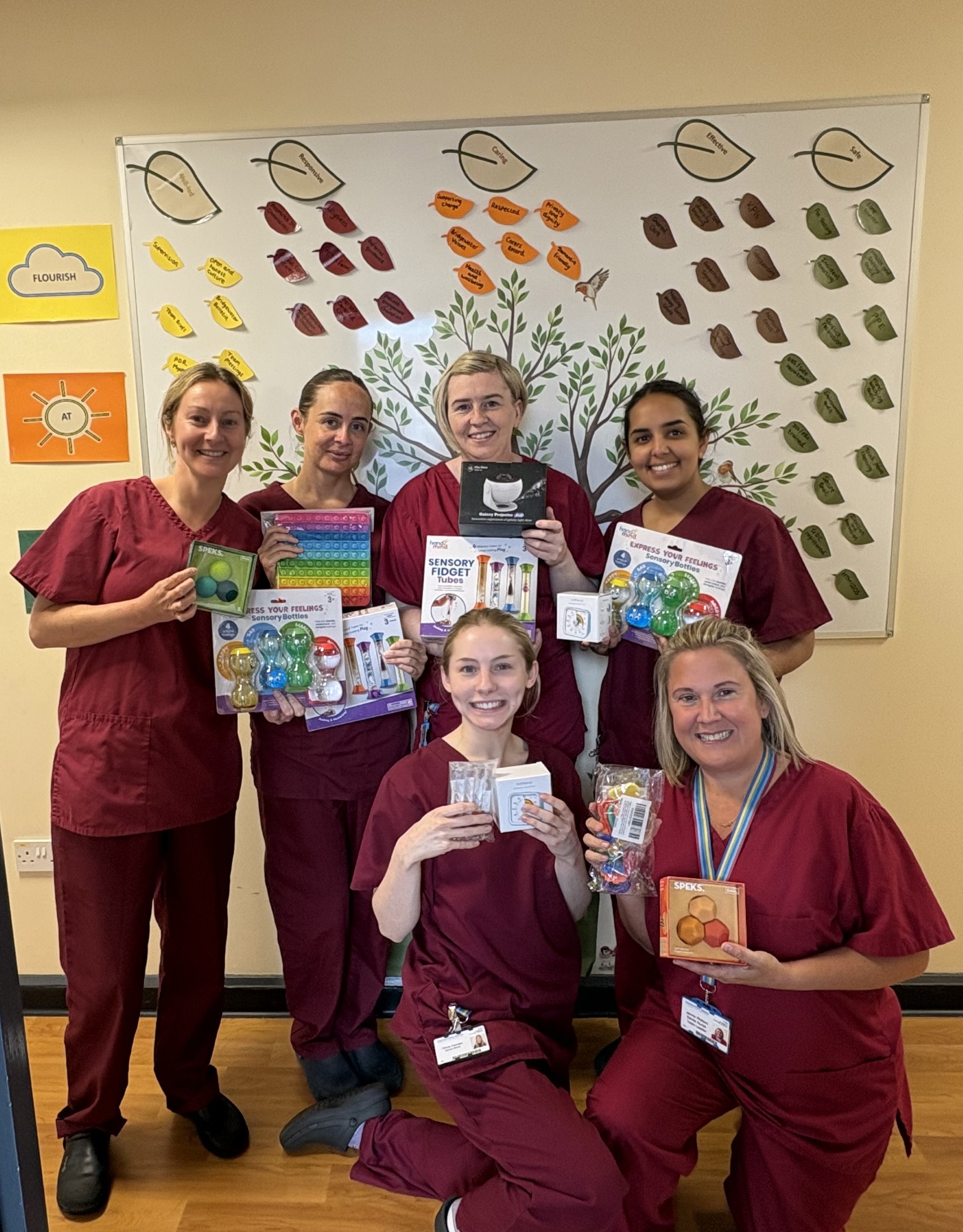 Team with sensory toys